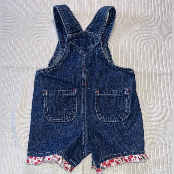Seasame Street Elmo overalls shortalls denim embroidered ruffle flower Y2K 18 m - Picture 2 of 6